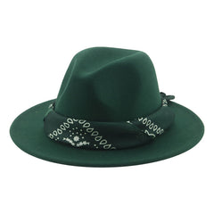 Wool Felt Hat Large Brim Ribbon Jazz Hat