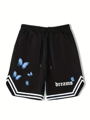 Butterfly Stripe Comfy Shorts Men's Casual Elastic Waist Drawstring Shorts
