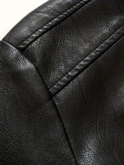 Men's Stylish PU Leather Jacket Zip Up Long Sleeve Jacket