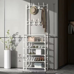 1pc Household Multifunctional Floor Hanger Shoe Rack Integrated Coat Rack