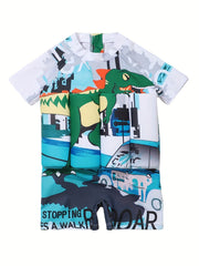 Cute Dino Print Swimsuit for Kids
