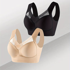 2pcs Wireless Push Up Bras Comfy & Breathable Women's Lingerie
