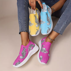 Leopard Print Slip On Low Top Sock Shoes
