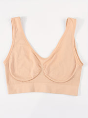 3pcs Solid Tank Tops Wide Straps Sports Top Women's Lingerie