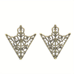 Vintage Court Collar Buckle Pin Copper Hollow Pattern Triangle
