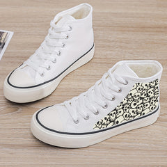 Skull Print Plush Lined Thermal Chunky Canvas High Top Sneakers