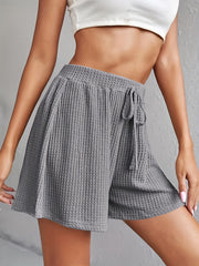 Waffle Knit Drawstring Shorts Casual Shorts