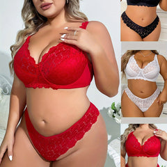 6 Pack Plus Size Lace Full Cover Bra & Panty Lingerie Set