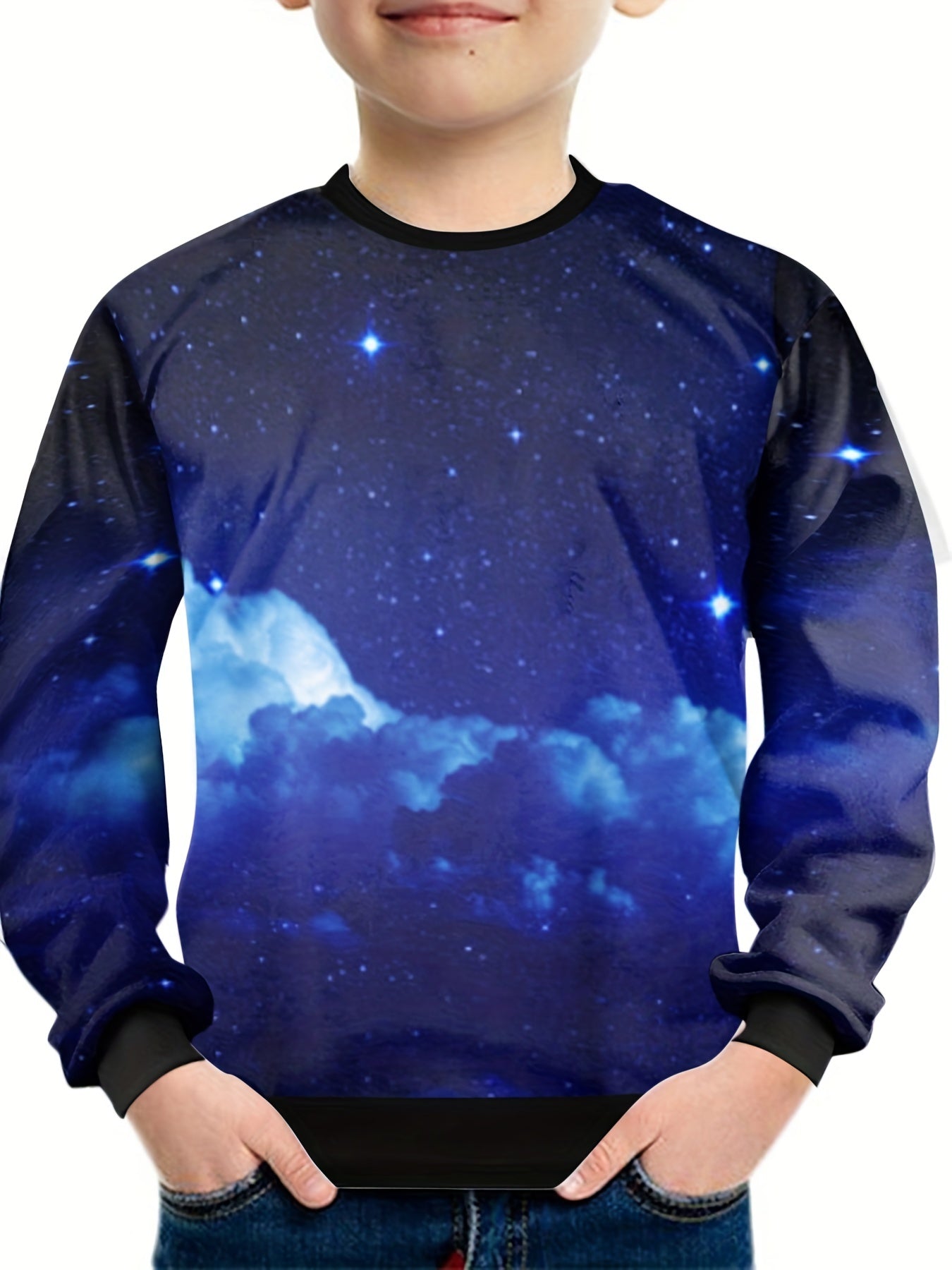 3D Sky Clouds Sea Print Sweatshirt for Teens