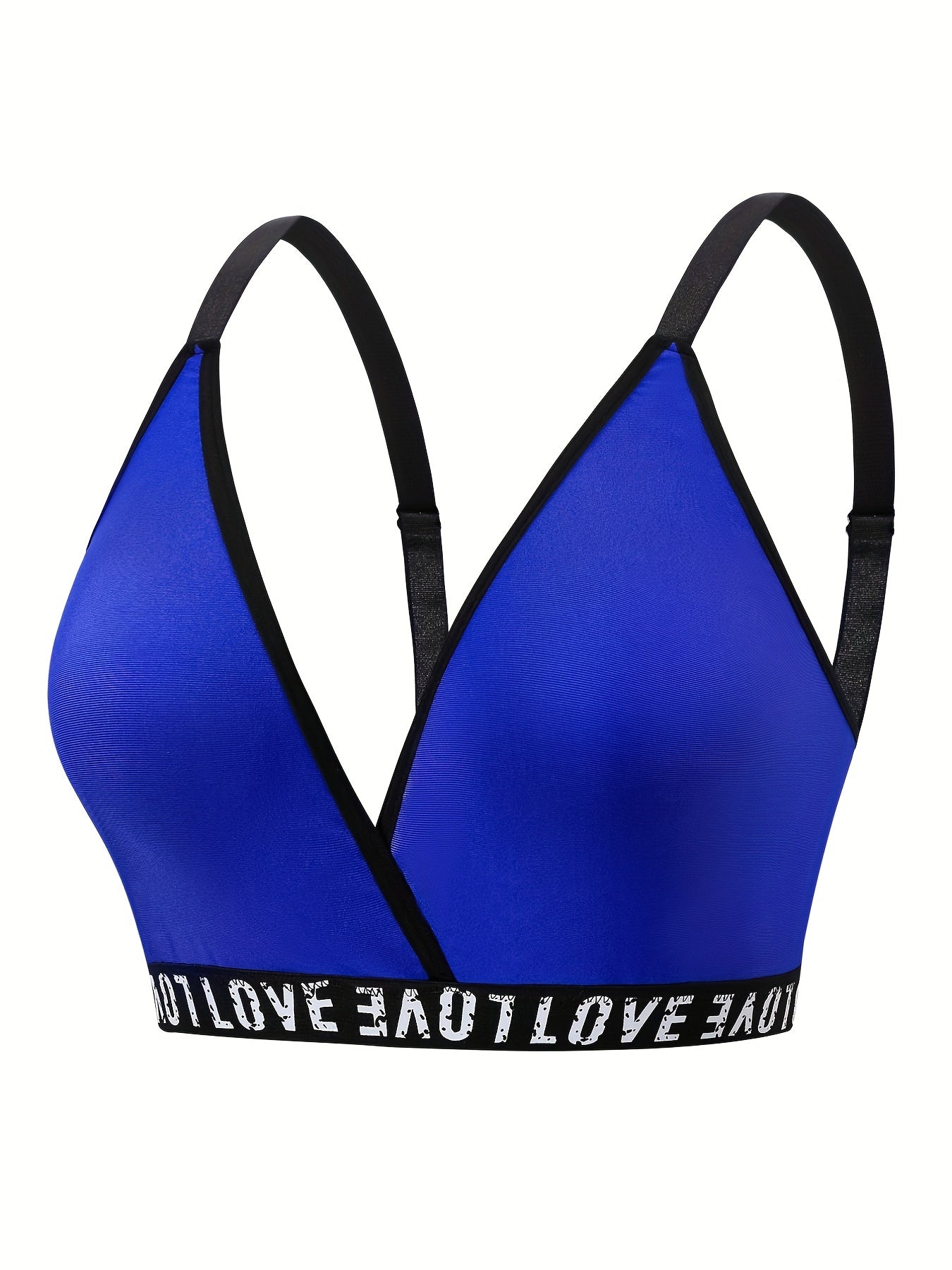 Plus Size Sexy Bra Women's Plus Letter Tape Deep V Neck Wireless Comfort