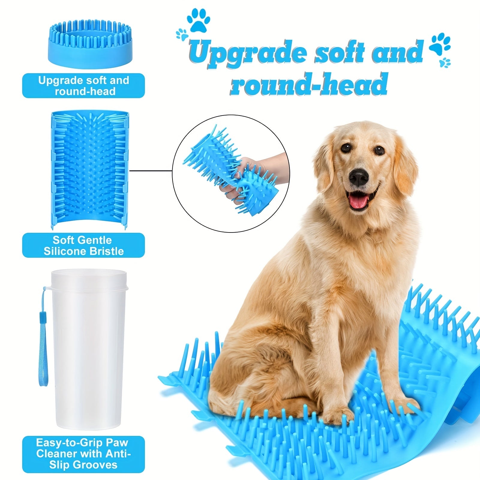 3pcs Dog Foot Washer Cup, Massage Bath Brush, Soft Towel Set