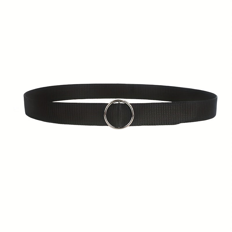 Men's Canvas Belt with Round Buckle - Ideal for Jeans