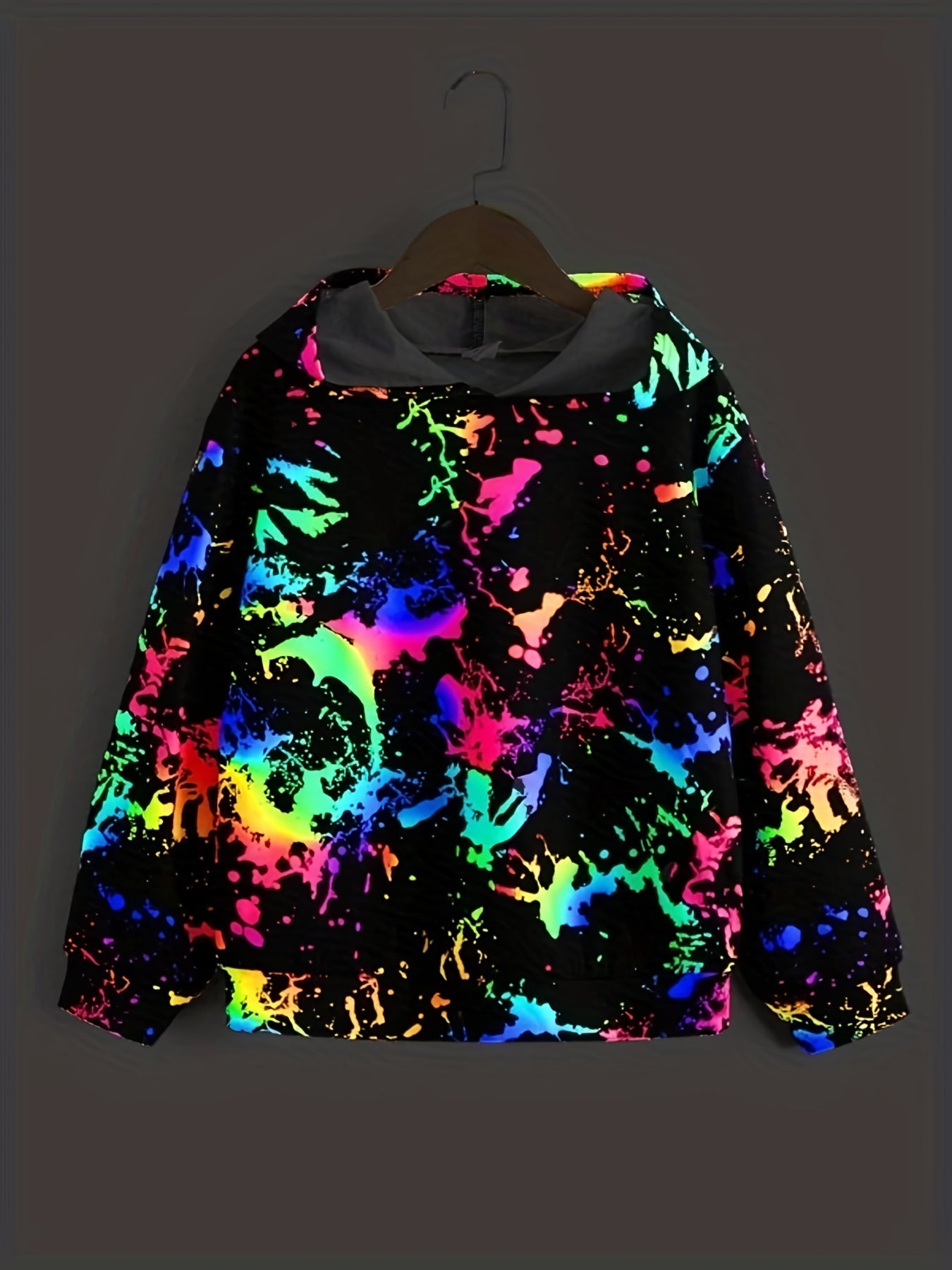 Boy's Splash Ink Print Hoodie Pullover Sweatshirt