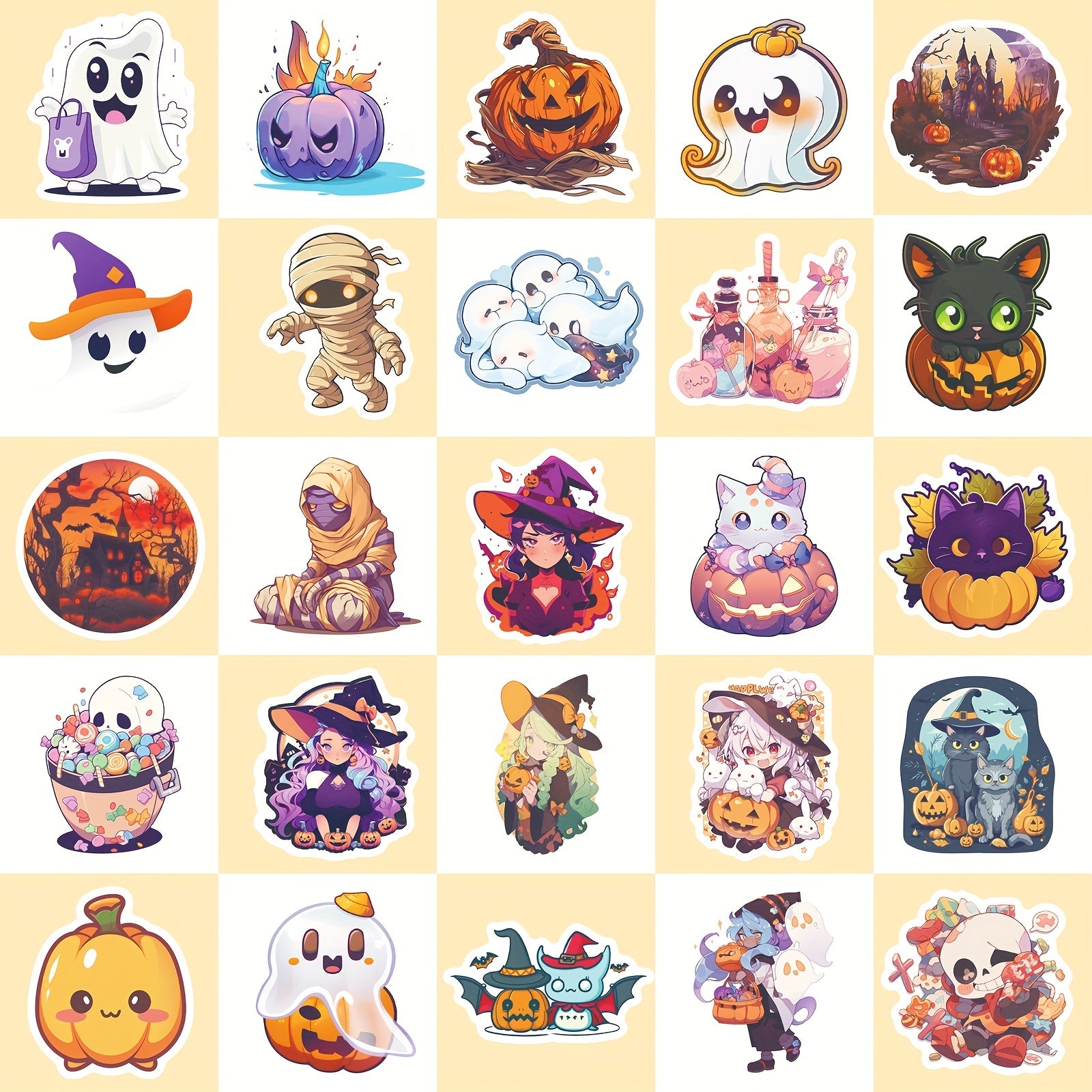 50pcs Halloween Stickers Pumpkin Spooky Waterproof DIY Decoration