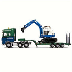 Zinc Alloy Low Loader with Excavator Toy Engineering Vehicle Ornament