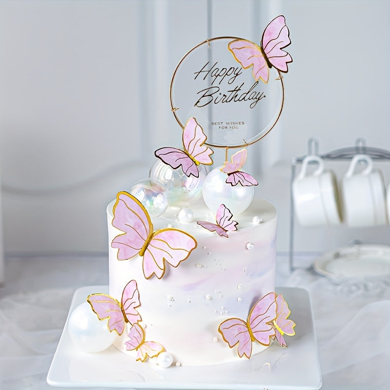 10pcs Butterfly Cake Toppers - Elegant Dessert Party Decoration