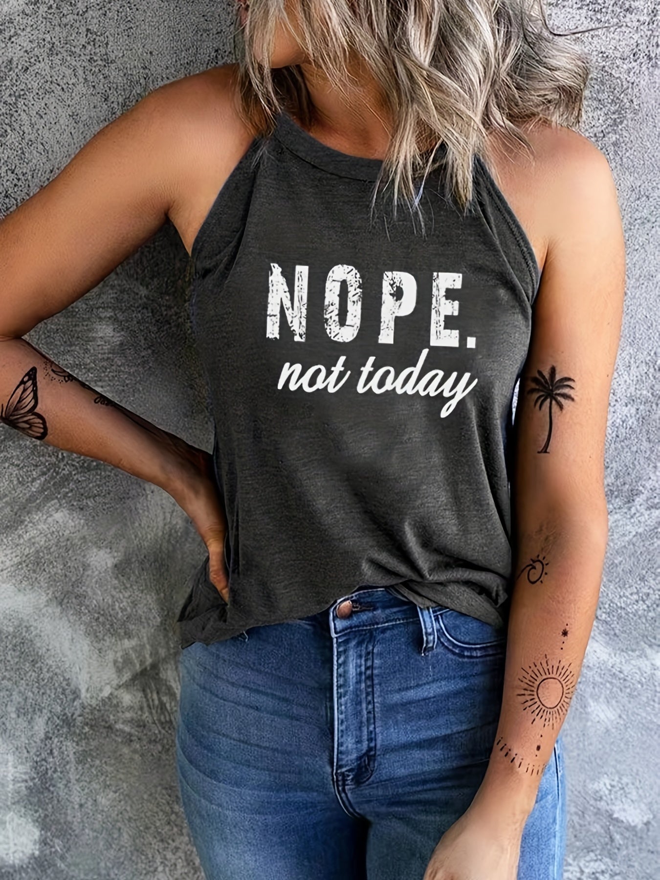 Letter Print Sleeveless Tank Top for Summer