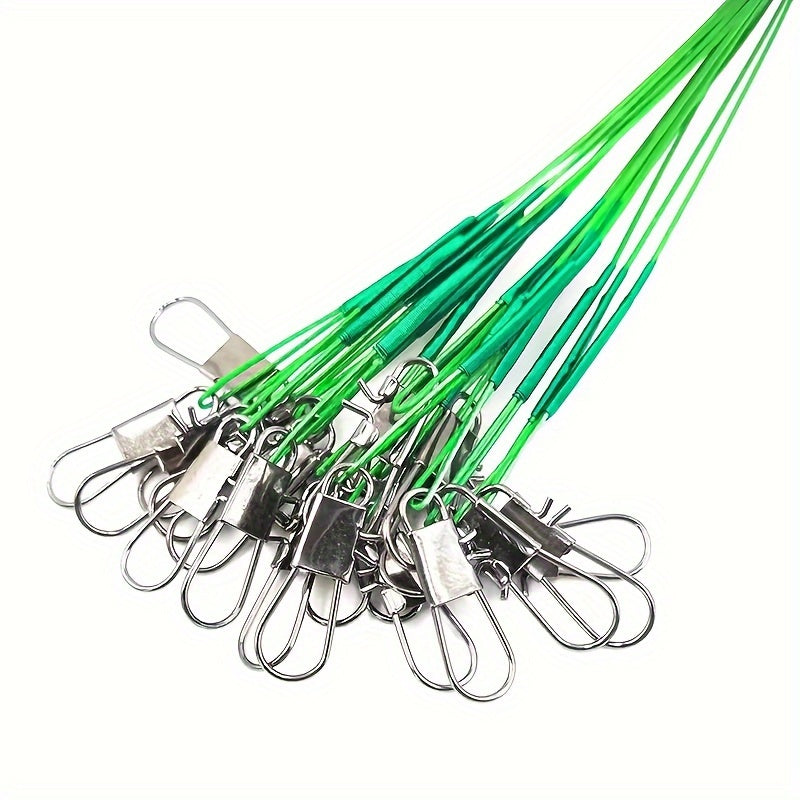 20pcs Stainless Steel Wire Fishing Guide Line With Swivel Snaps Tackle