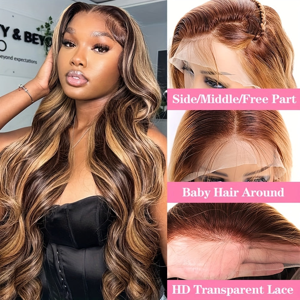 Honey Blonde Ombre Lace Front Wig Human Hair 13x4 Transparent HD 4 27