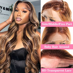 Honey Blonde Ombre Lace Front Wig Human Hair 13x4 Transparent HD 4 27