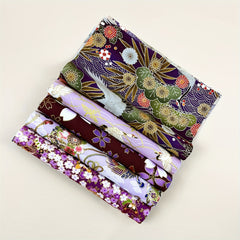 5pcs Japanese Style Purple Flower Cotton Quilting Fabric DIY Clipping Cloth