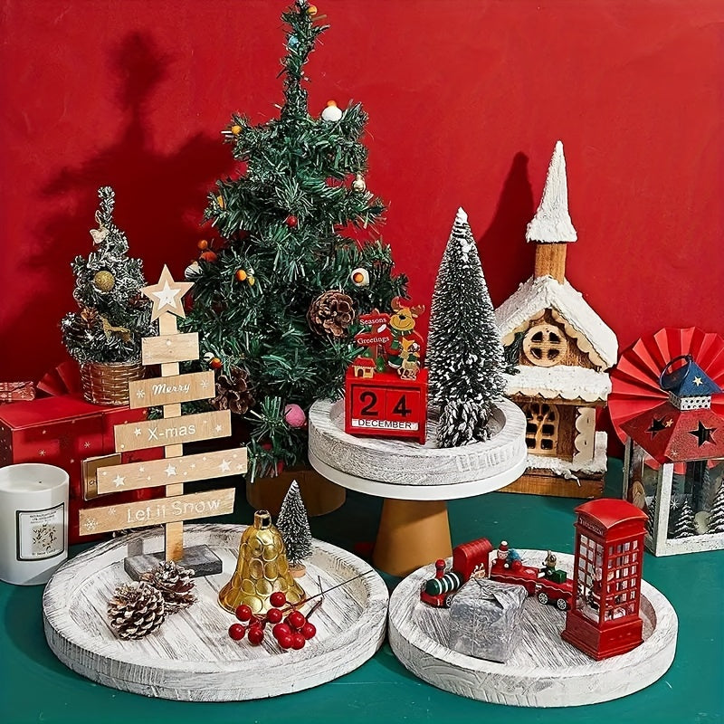 Wooden Storage Tray Farmhouse Style Christmas Decorative Tray