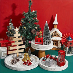 Wooden Storage Tray Farmhouse Style Christmas Decorative Tray