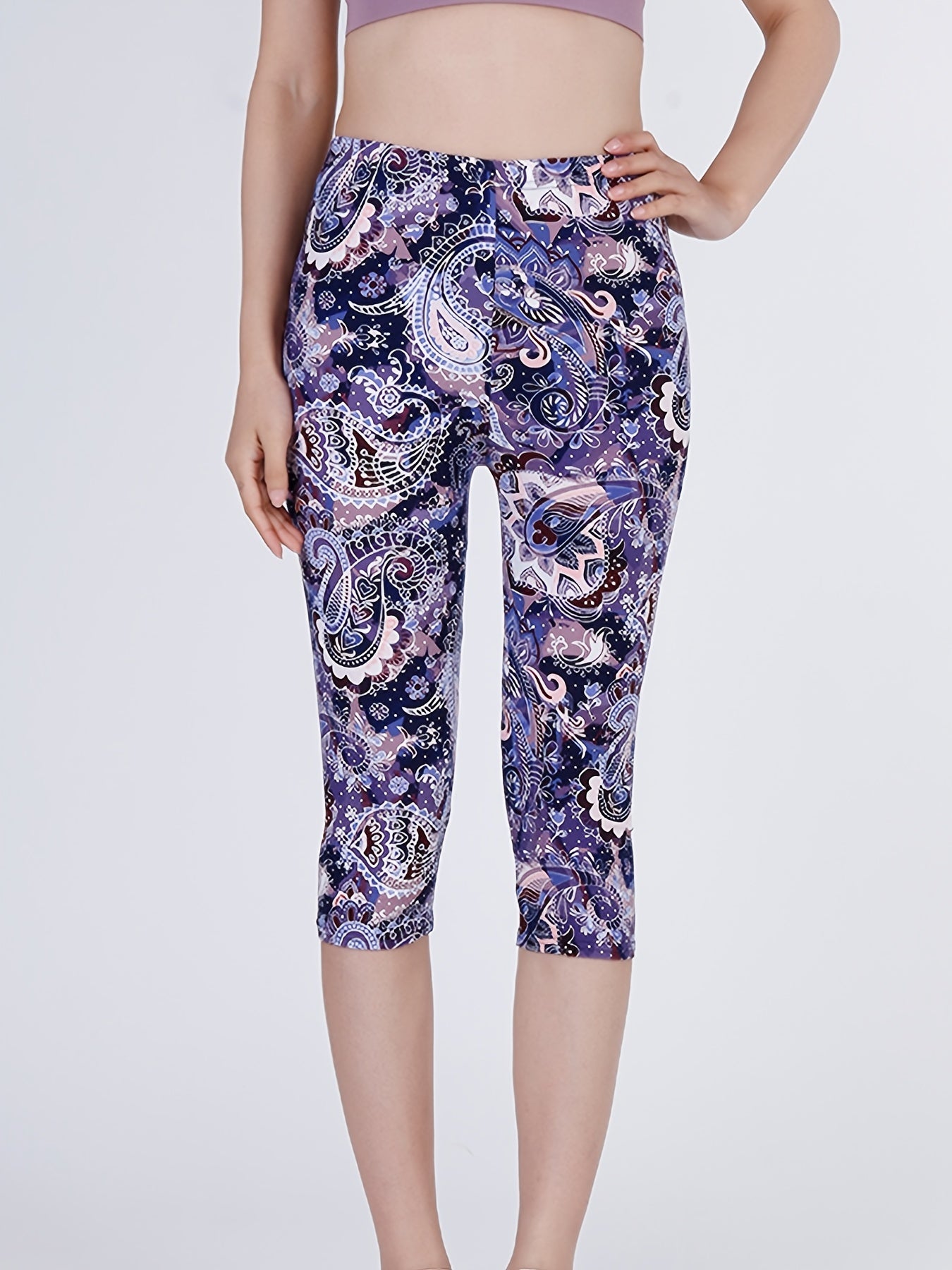 Floral Print Skinny Stretchy Leggings High Waist Yoga Leggings