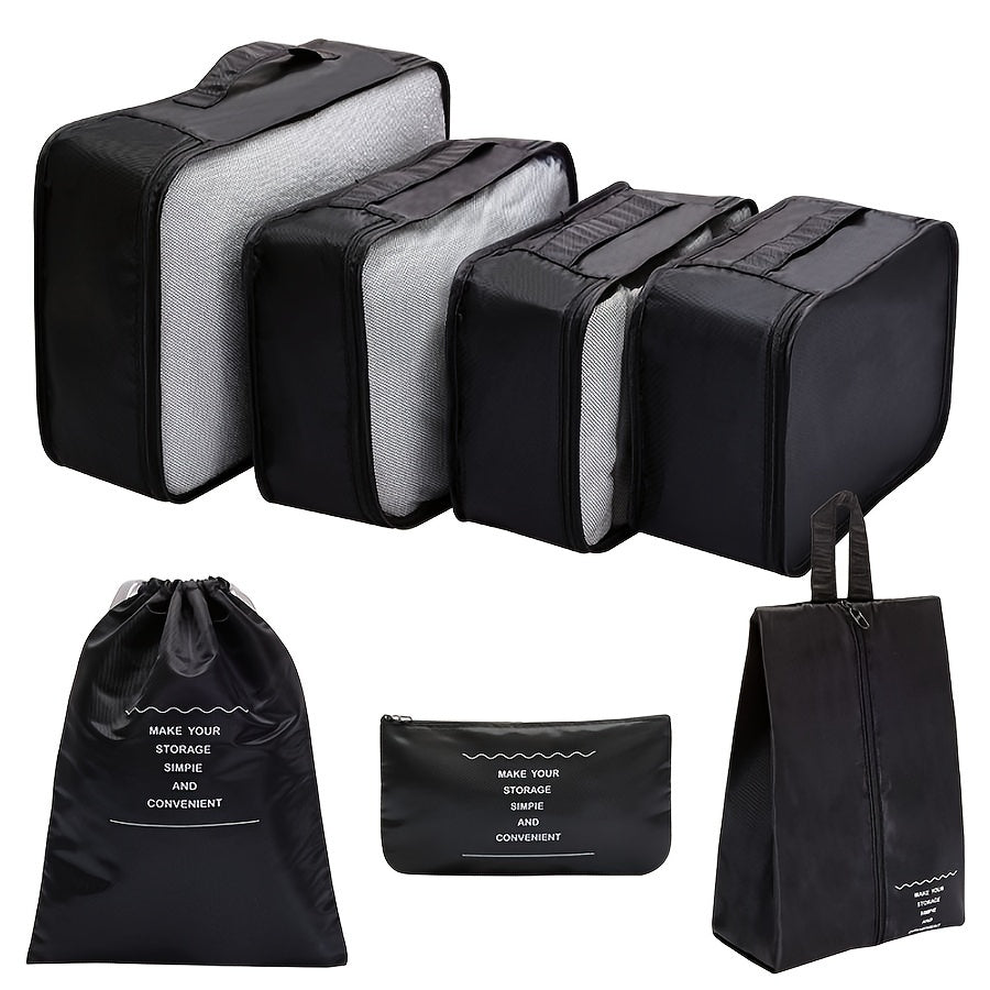 7pcs Travel Packing Bag With Zipper Durable Storage Container