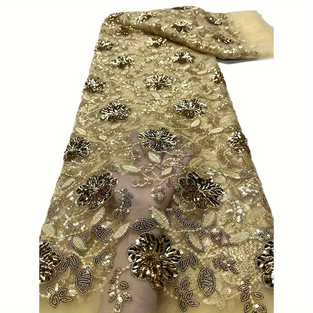 African Lace Tulle Lace Fabric Navy Sequins For Wedding Dresses