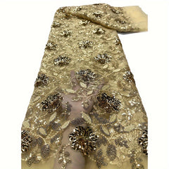 African Lace Tulle Lace Fabric Navy Sequins For Wedding Dresses