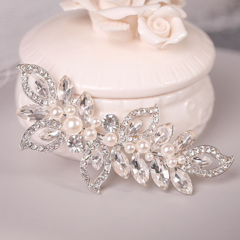 Silvery Faux Pear Hair Pin Rhinestone Hair Clip Wedding Hair Accessory