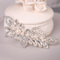 Silvery Faux Pear Hair Pin Rhinestone Hair Clip Wedding Hair Accessory