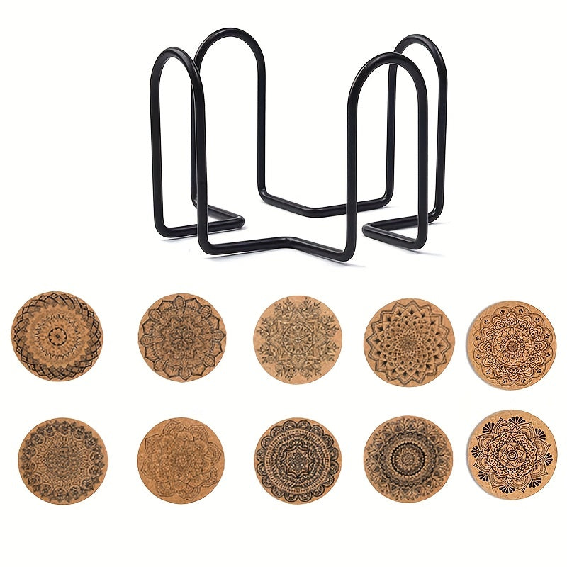 10pcs Cork Coasters Absorbent for Drinks Wooden Tabletop Protection