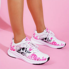 Skull & Rose Pattern Lightweight Sneakers
