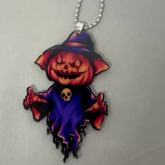 2D Acrylic Scary Pumpkin Head Ornament Halloween Christmas Tree Car Accessory
