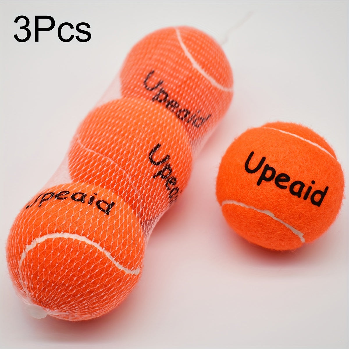 3pcs Rubber Tennis Balls Orange for Beginners Practicing