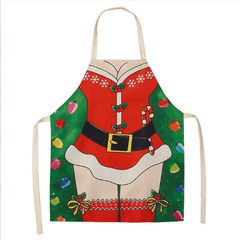 Linen Christmas Apron Unisex Adjustable Cooking Apron