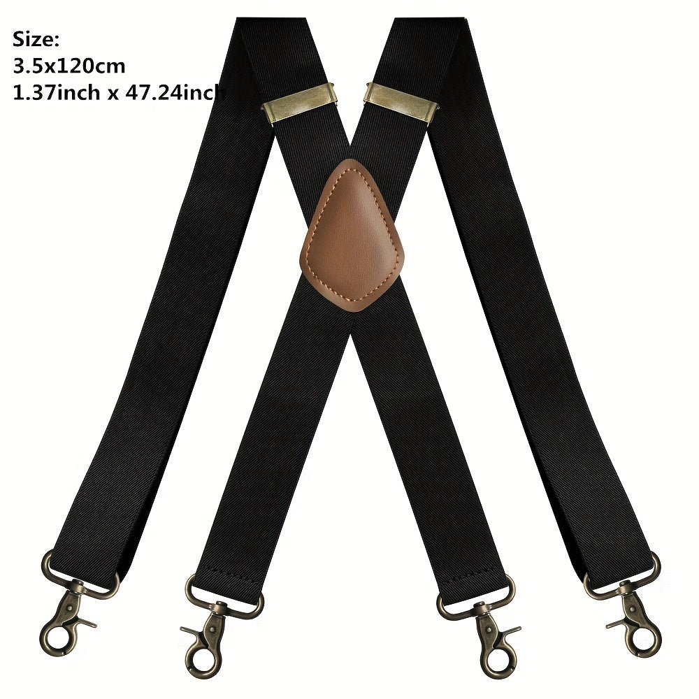 Men's Adjustable Elastic Suspenders Trouser Braces 3X back 4 Snap Hooks