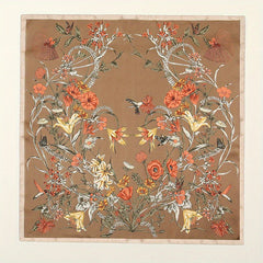 Vintage Flower Print Bandana Boho Neckerchief Small Square Scarf Women