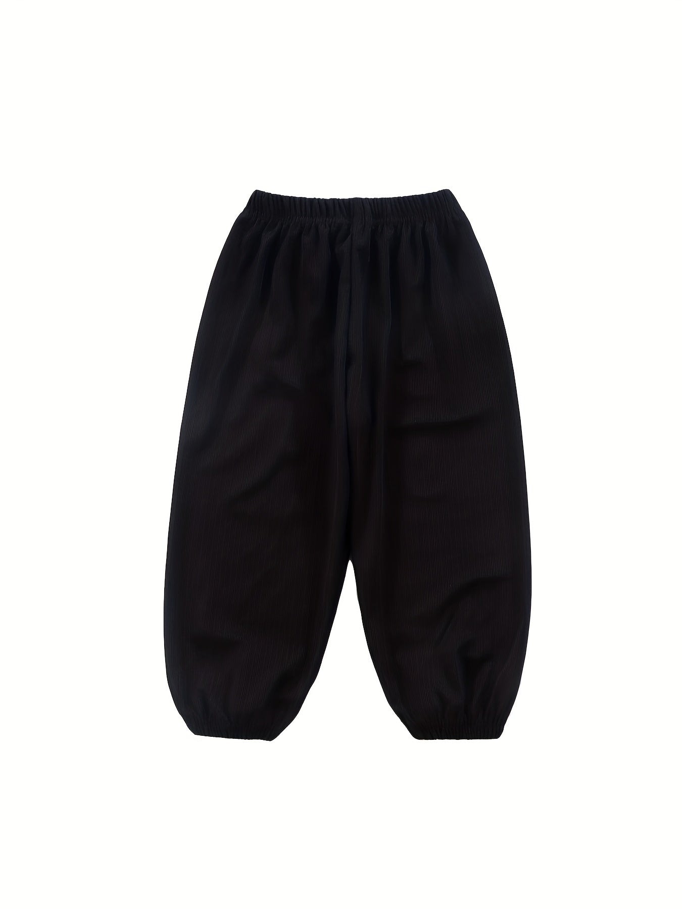 Kid's Solid Textured Sweatpants Elastic Waist Summer Sports Clothes