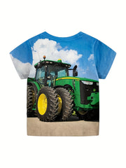 Boy's Summer Car Tractor Graphic T-Shirt 3D Print Tops