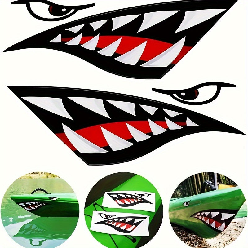 2pcs Shark Teeth Large Waterproof Sticker Removable Decals