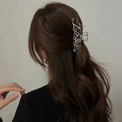 Large Metal Hair Claw Clips Nonslip Silvery Hair Clamps