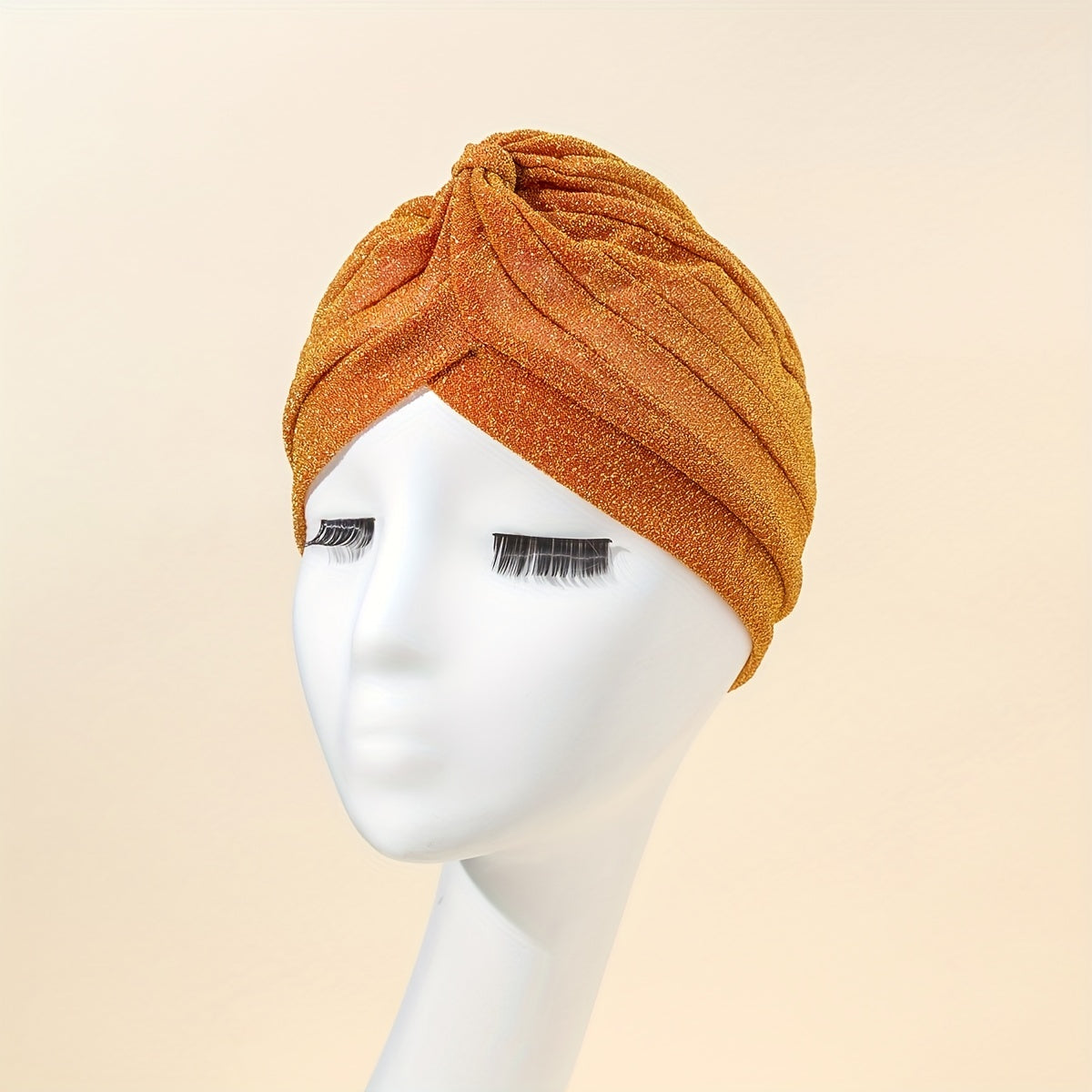 Solid Pleated Turban Cap Casual Head Wrap Elastic Hijab Bonnet Women Bandana