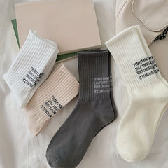 5 Pairs Letter Print Socks All match Women's Stockings