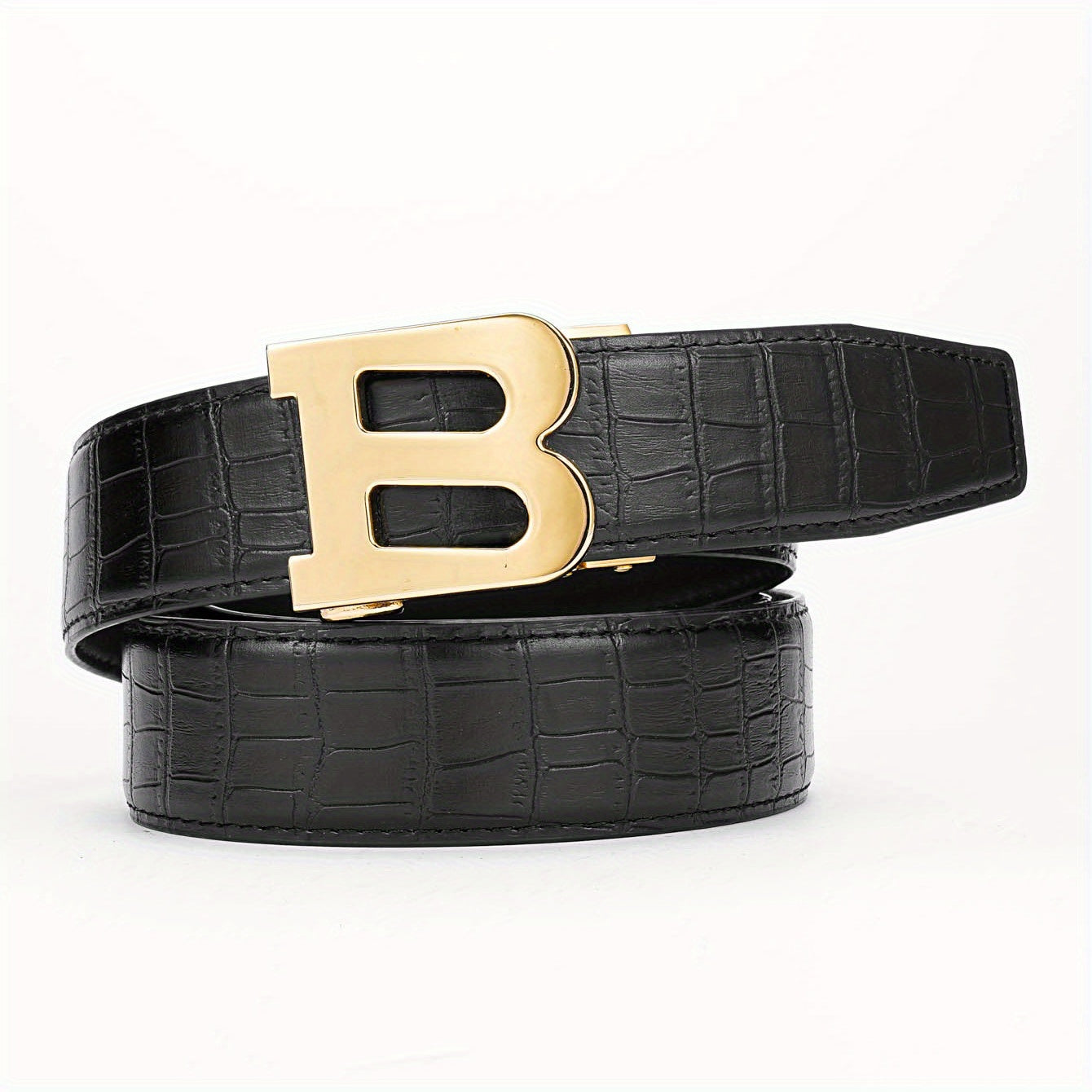 Big B Letter Automatic Buckle PU Leather Belt for Men