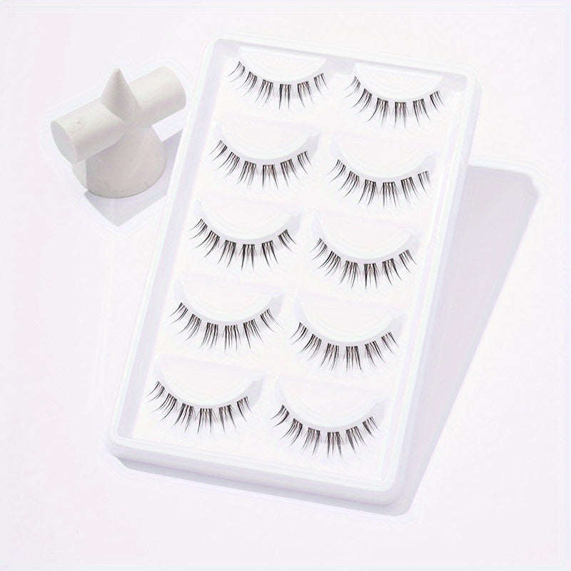 5 Pairs Brown Natural Spiky Cross False Eyelashes