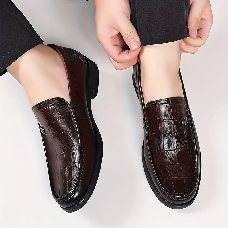 Men's Textured Loafer Shoes Non slip Slip On Dress Shoes