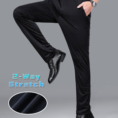 Men's Formal Solid Mid Stretch Dress Pants For Business
